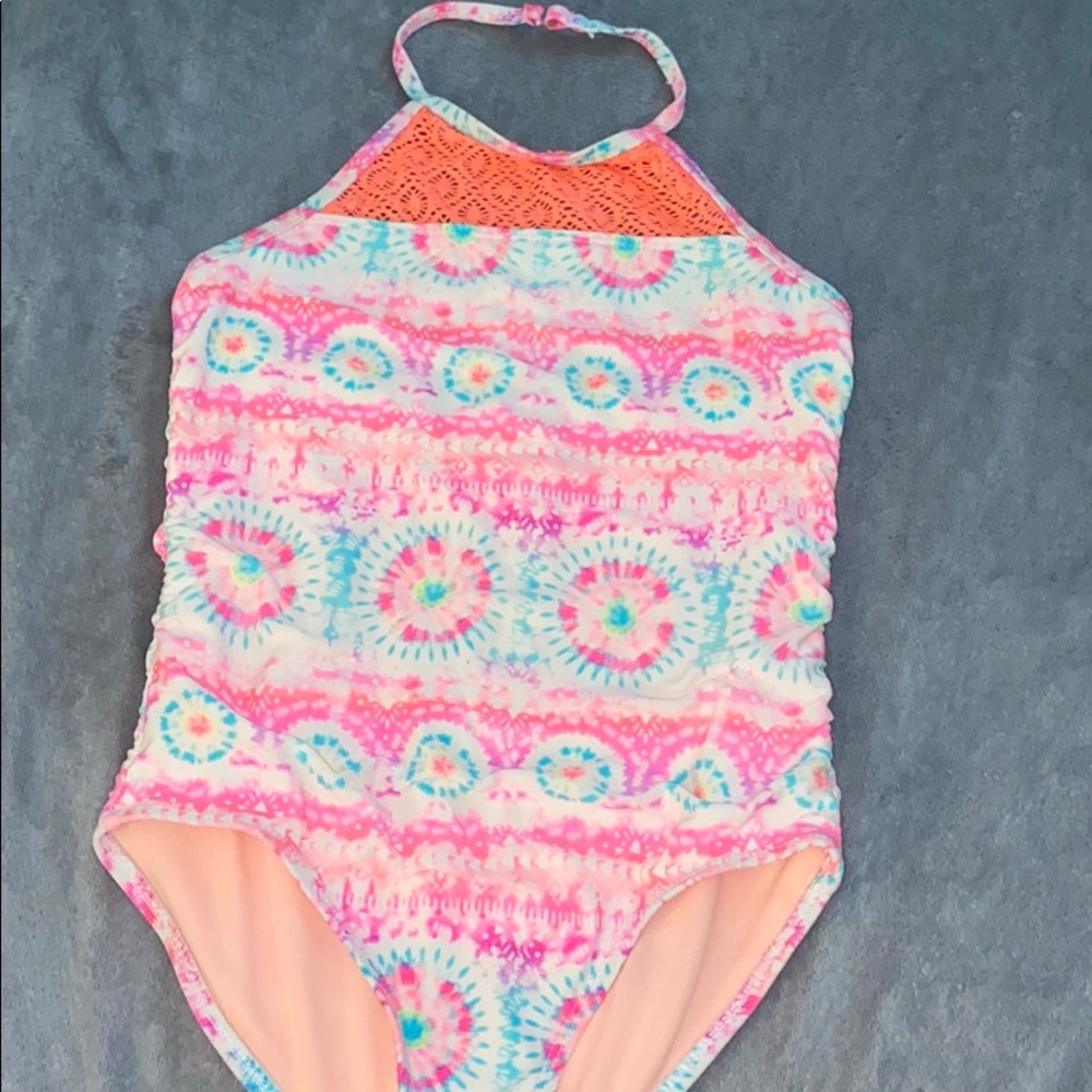 kids tye-dye one piece swimsuit